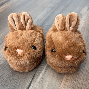NWOT Olivia & Kate Toddler Brown Fuzzy Bunny Slippers Size Medium 8/9